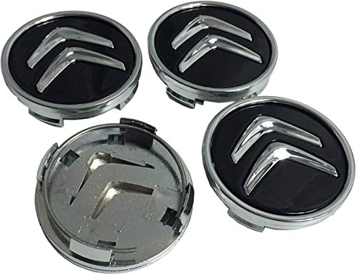 Nemeae Cache-moyeux avec 4pcs 60mm pour Citroen C2 C3 C4 C5 C1 Elysee Berling Xsara Picasso Saxo Cactus DS3 DS4 DS6 Course Centre de Roue de Voiture Capuchon Capuchon Côte de Voiture Badge Stickers