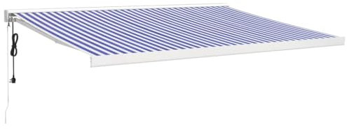 vidaXL Markise, Sonnenmarkise Einziehbar, Gelenkarmmarkise für Terrasse Balkon, Sonnenschutz Terrassenmarkise Balkonmarkise, Blau Weiß 4x3m Stoff Aluminium