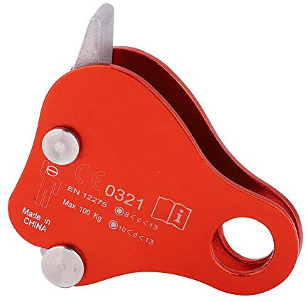 HERCHR Climbing Ascender Fall Protection Belay Device Climbing Rope Grab Aluminum Magnesium Alloy Climbing Ascent Rope Grip Clamp Max100KG(red)