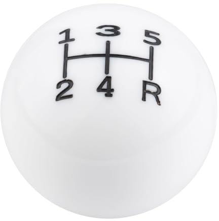 Abfer Ball Shift Knob 5 Speed Round Gear Stick Shifter Knobs Car Shifting Lever Handle Transmission Fit for Most Automatic Manual Vehicles (White)