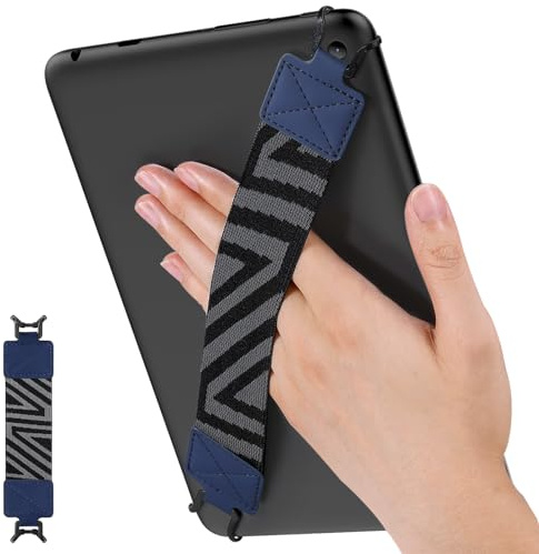 MoKo Handschlaufe für 9 - 11 iPad/Fire HD/Samsung Tablet, Indigo | Tablet Zubehör für 9-11 Tablet, Gemusterte Elastisches Halteband Leicht mit Tragbarer ,Leichter Fingerhalterung