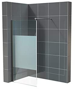 Glasplatte24 Walk in Dusche in Satinierter Mittelstreifen 120 x 200 cm, 10mm ESG Duschwand, Nano Glas Duschabtrennung