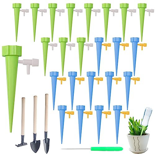 Eniyou 24 Pcs Irrigazione a Goccia Per Vasi Dosatore Acqua Per Piante Irrigatori a Goccia Per Vasi Sistema Irrigazione a Goccia Irrigazione Vasi Con Punteruolo e Attrezzi Da Giardinaggio