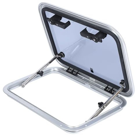 Tbest 17 X 25in Boat Porthole Window, Boat Ventilation Hatch Window Push Out Tempered Glass Aluminum Alloy Frame Waterproof 90 Deg Opening for RV Yacht