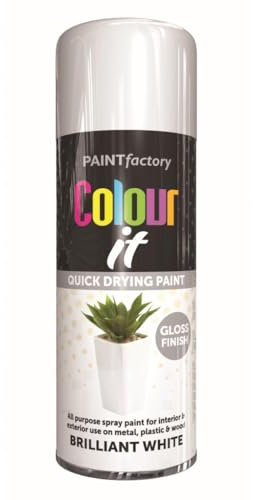 Inspired Essentials - All Purpose Aerosol Spray Paint 400ml Quick Drying Spray, Fast Dry and Excellent Coverage for Metal, Wood, Plastic and More (1, White Gloss)