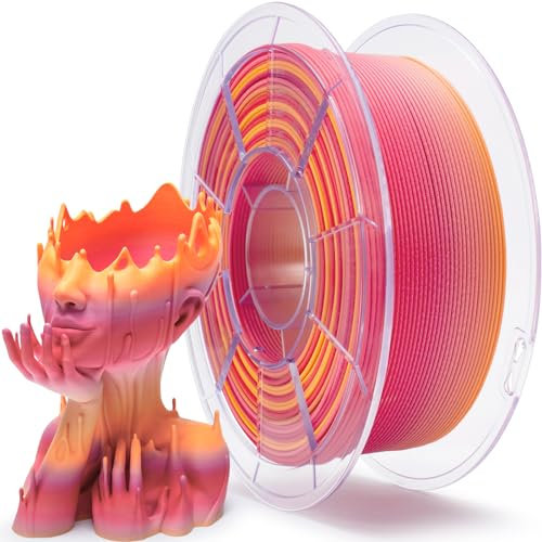 ZIRO Matt Multicolor PLA Filament 1.75mm, Schneller Farbwechsel Matte 3D Drucker Filament, 1kg Spule für Die Meisten FDM 3D-Drucker, Maßgenauigkeit +/-0.03mm, Pfirsich Sonnenaufgang