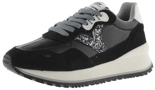 victoria Basket Viento Nylon Metalizado & Logotipo Glitter & Piezas Serraje Al Tono & Suela Dentada 1157102 para Mujer Negro 39