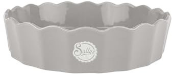 Sallys Stoneware Ofenform rund 32,5 x 7 cm - Auflaufform aus natürlichen Materialien, kratz- und schnittfest (Light Grey)