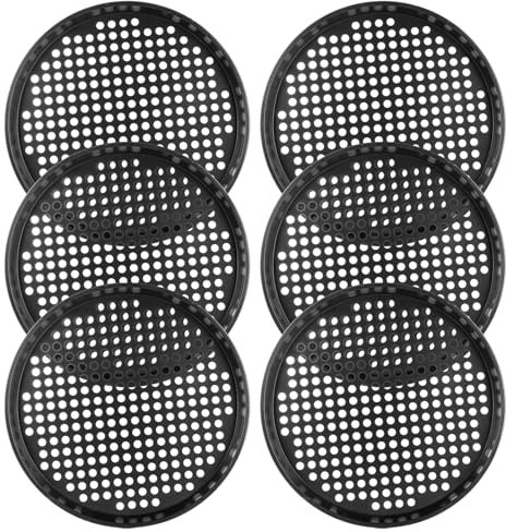 LDXDRU Lot de 6 plaques à pizza rondes perforées en acier au carbone antiadhésives - 32 cm - Pour four