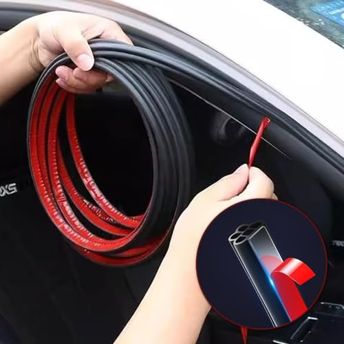 Schalldichter Dichtungsstreifen für Autos, Universal Staubdichtes Gummidichtband zur Lärmminderung für Auto, Autotür Türdichtung Gummidichtung Gummiprofil Türdichtung Autotür Kantenschutz (5 M)