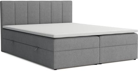 VENASI MÖBEL Lisa Boxspringbett mit Bettkästen H2/H3 Matratze und Topper (Grau, 140 x 200 cm)