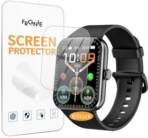 FRGNIE Protecteur d'écran compatible avec Blackview Smartwatch 1,85 (6 pièces) HD flexible TPU Compatible avec IOWODO R30 Pro, R50 Montre intelligente 1,85 pouces