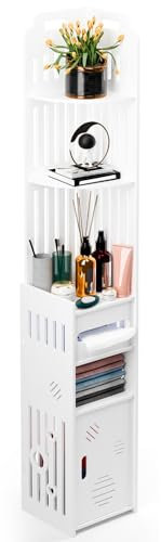 Armoire de Rangement de Salle de Bain pour Petits Espaces - Meuble Au-Dessus des Toilettes, d'Angle Étroit Avec Distributeur