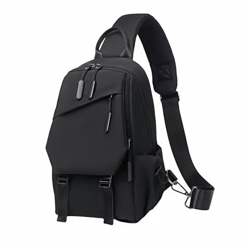 Moda&Yichen Zaino Monospalla da Uomo, Borsa a Tracolla Multiuso per Studenti, Sport, Camminata, Ciclismo e Viaggio (Casual, nero)