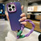 Trendy cases Liquid Silicone Case for iPhone 15 Pro Max, Premium Quality, Full Body Protection, 4-Layer Shockproof Structure, Extra Strap Purple