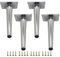 Lot de 4 pieds de meubles en métal coniques - Pièces de rechange pour canapé, table, canapé, fauteuil - 50 cm - Pieds droits argentés