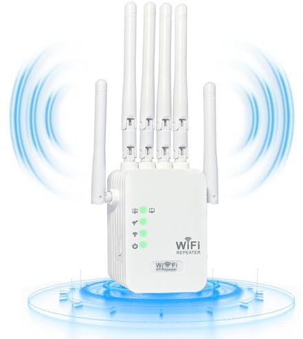 Genérico Repetidor WiFi, Amplificador señal WiFi Potente 6 Antenas, Repetidor WiFi Largo Alcance, Modo Repetidor/Router/Ap, Compatible con Todos los Routers, Adecuado para Uso Doméstico y de Oficina