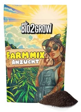 Bio2Grow Anzuchterde 2L - Blumenerde Substrat Kokoserde Anzuchterde Palmenerde Rindenmulch Gartenerde Pflanzerde Grow