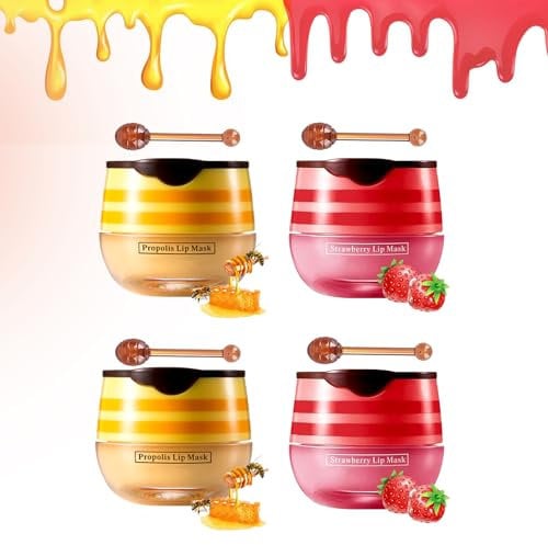 Bee Balm Lippenbalsam, 4 Stück Feuchtigkeitsspendende Lippenmaske, Tag & Nacht Lippenpflege, Macht die Nagelhaut Weicher, Lippenfältchen Reduzieren