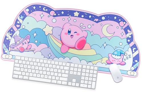 BelugaDesign Tapis de bureau Dreamy Bubble | Grand tapis de souris pastel arc-en-ciel dessin animé étoile rose violet | Tapis de souris pour PC de jeu, ordinateur portable, mignon kawaii coton bonbon