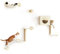 FUKUMARU Kletterwand für Katzen, 5-teiliges Wandregal-Set aus Birken-Multi-Schichtplatte, stabiles Katzenwandmöbel mit Hängematte, Katzenhaus, Katzentreppe und Kratzbaum, beige