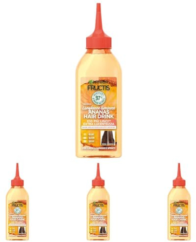 Garnier Fructis Lamellenspülung Hair Food Ananas, für Glanz bei langem und stumpfem Haar, Formel mit 97% Inhaltsstoffen natürlichen Ursprungs, 200 ml (Packung mit 4)