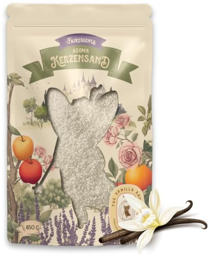 Fairyscents® Kerzensand mit Duft – 450g Kerzenwachs Granulat + 3 Dochte – Kerzensand mit Docht – Vanilletraum DIY Duftkerzen selber Machen