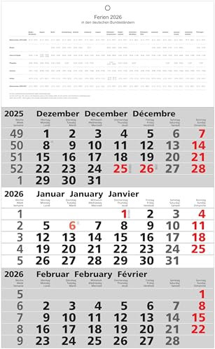 2026 Adina Wandkalender Dreimonatskalender mit Tagesanzeiger