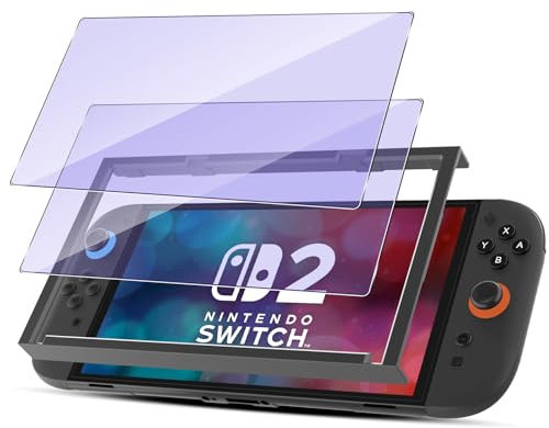 GEEMEE 2 Pièces Verre Trempé Compatible pour Nintendo Switch 2, Anti Lumière Bleue Protection écran, Anti-Rayures Soulage la Fatigue Oculaire Protection d’écran Film