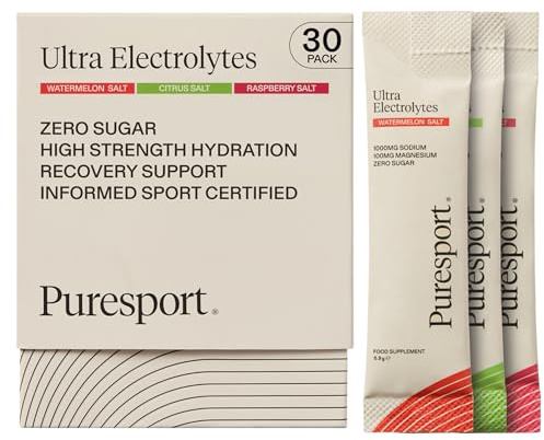 Puresport Ultra Electrolytes Variety Pack, 30 Sugar-Free Sachets | 1000mg Sodium, Hydration drink mix, keto & vegan friendly, zero calories, before, during & after workout, travel-friendly