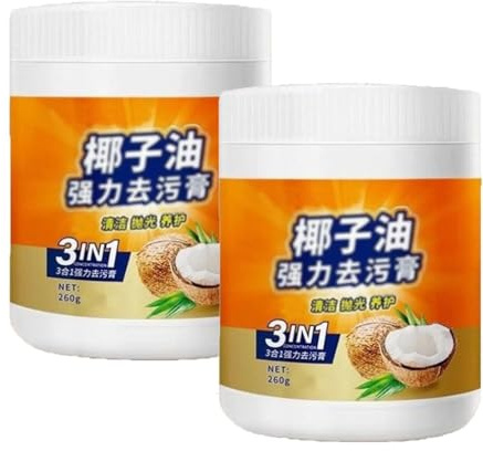 Nettoyant puissant pour la cuisine, pâte et polissante à l'huile de noix de coco, 3 en 1 pour l'acier inoxydable, usage qui élimine les taches sur le micro-ondes, le four et la cuisinière (2)