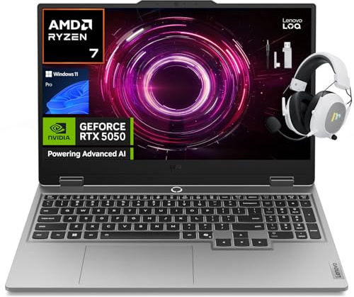 Lenovo LOQ 15 Gaming Laptop, NVIDIA GeForce RTX 5050, 15.6 IPS LCD FHD 144Hz Display, Intel Core i5-13450HX, 32GB DDR5 RAM, 1TB SSD, Wi-Fi 6, RJ-45, Win 11 Pro, Luna Grey, w/Mytrix Accessory
