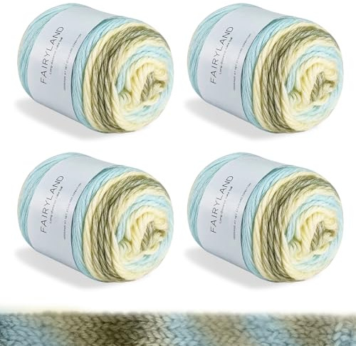 Farbverlaufsgarn, 400g (4x100g) Wolle zum Häkeln, Air Wolle mit Farbverlauf, Bunt Farbverlauf Acrylgarn zum Stricken, Mehrfarbiges Garn zum Stricken Häkeln und Basteln