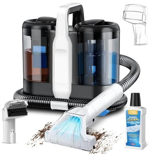 ToyGem Dispositivo limpiador de tapicería con aspirador en húmedo, 18 Kpa Pro Power, limpiador de alfombras con detergente, 600 W, aspiradora en húmedo, para alfombras, sofás, tapicería, escaleras