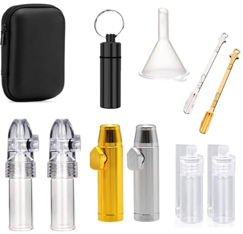 Schnupftabak Dosierer, 10 Stück Kokain Set, Gewürzpulver-Pulver Dosierer Werkzeuge mit Mini-Trichter, Dosierer Snuff Mit Samtbeutel für Reiseset Geschenke