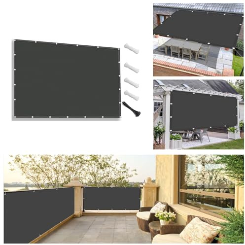 AUWUUA Brise Vue Balcon 3.9x7M Voile d'ombrage Rectangulaire, Toile Ombrage Exterieur Imperméable avec Protection Anti-UV pour Balcon,Terrasse, Jardin, Poulailler, Piscines, Anthracite