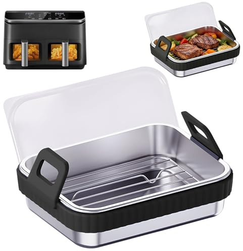 Molde para Airfryer Lergas para Ninja/COSORI/Philips, molde de horno Airfryer, accesorio para freidora de aire caliente, acero inoxidable 304, libre de BPA, moldes para freidora de aire caliente con