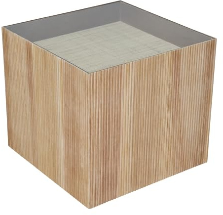 SVITA Eva Beistelltisch Wohnzimmertisch Eckig Quadratisch 50x50 Rattan-Optik Paulownia Holz Natur