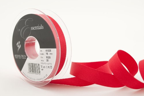 Berisfords 41025 20 m x 16 mm Polyester Grosgrain Ribbon, Red