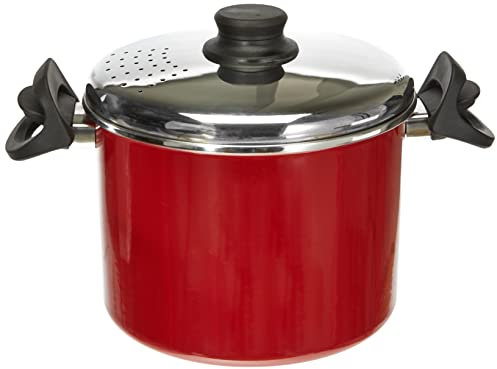 MAGEFESA Praga Cocedor Universal con Tapa, Acero esmaltado vitrificado, Inducción y lavavajillas, Rojo, 22 cm