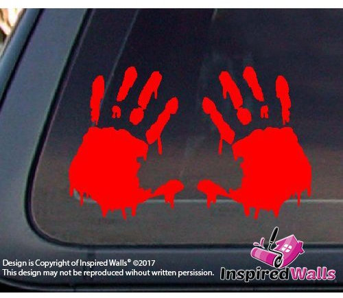 Aufkleber Bloody Zombie Rot Hand Drucken Outbreak Auto Sticker - Pair by Inspired Walls®