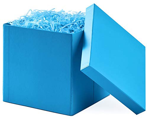 Hallmark Mittelgroße Geschenkbox mit Deckel und geschredderter Papierfüllung (Türkisblau, 17,8 cm Box) für Geburtstage, Abschlussfeiern, Jubiläen, Babypartys, alle Anlässe