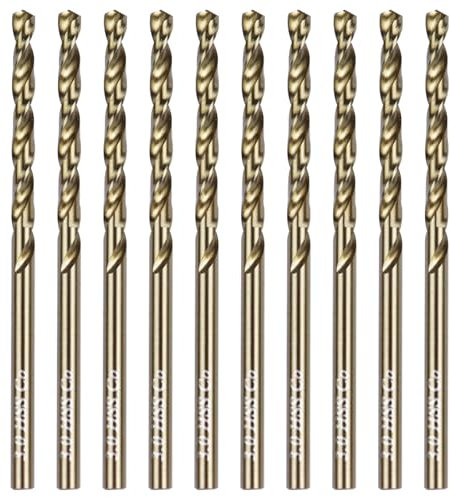 Sipery Brocas de cobalto de 3 mm, 10 unidades, brocas helicoidales M35 de acero de alta velocidad con estuche de almacenamiento, brocas de longitud de trabajo para acero inoxidable, metal duro, hierro