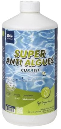 EDENEA - Anti-Algues Piscine - Action Curative Anti Eau Verte et Eau Trouble - Bouteille 1 Litre - EDG by AQUALUX International