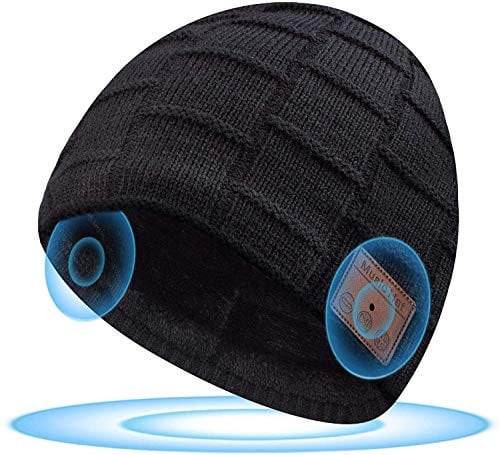 Praktische Geschenke für Männer Bluetooth Mütze - Coole Herren Weinachts Geschenke Ideen für Männer Papa Ihn, Elektronik Technik Gadgets Geschenke, Mütze mit Bluetooth Kopfhörer,Schwarz,Einheitsgröße