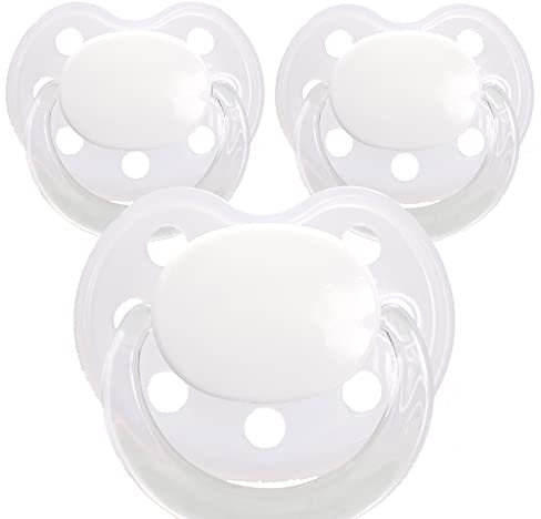 BabyNova Schnuller mit Namen, ortho, Silikon (transparent weiß, 6-14 Monate)