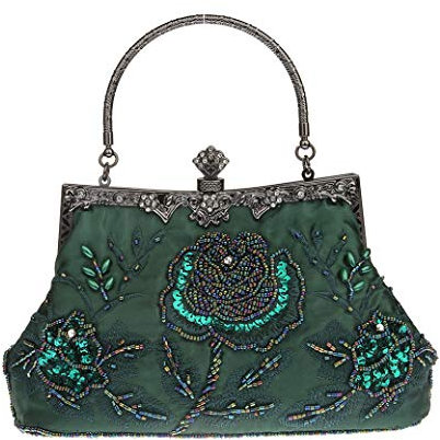 Ro Rox Marie Vintage 1920 Flapper Gatsby Peaky Blinders Serata di Festa Borsetta - Verde