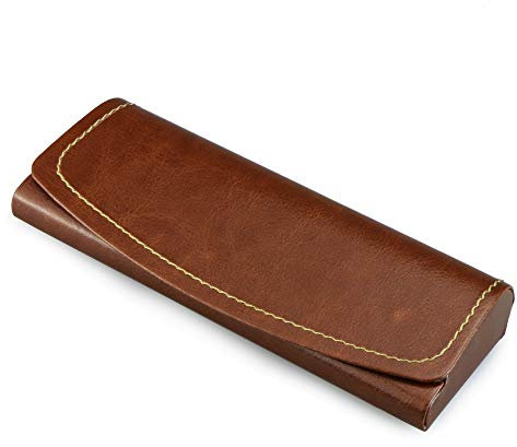 LifeArt Hartschalen-Brillenetui, tragbares PU-Leder-Sonnenbrillenetui für Damen und Herren, D_637-2_braun, Einheitsgröße