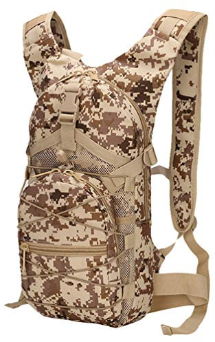 HUIPYOU Militär Bike Rucksack 15L Camouflage Casual Wasserdicht Mehrfachtasche Dauerhaft Taktische Sport Reisen Trekking Wanderrucksack Klein Tasche Herren Damen Army Backpack Wüste Digital
