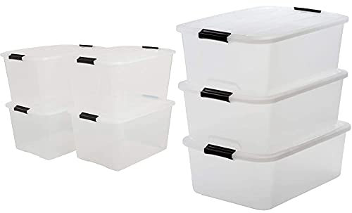 Iris, 4er-Set stapelbare Aufbewahrungsboxen 'Top Box', mit Deckel und Klickverschluss,45 Liter,Kunststoff/Plastik, transparent, 39 x 58 x 30cm, 3er-Set Aufbewahrungsboxen 30 Liter,39x20,5x57,5cm